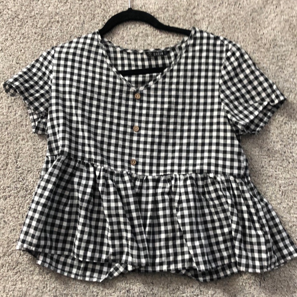 Plaid peplum blouse